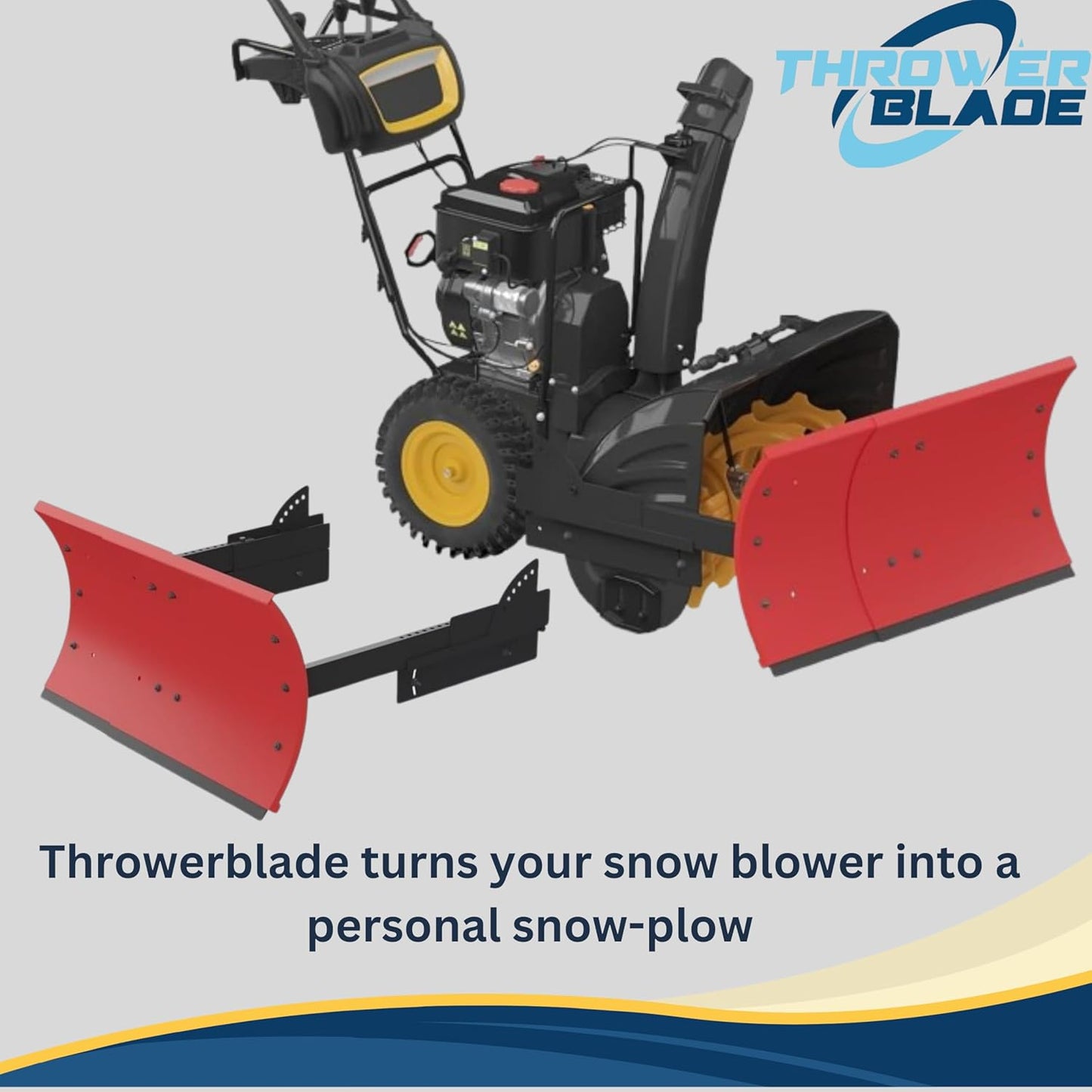 Throwerblade Snowplow Kit (Blade, and Hardware Included)-Adjustable Snow Blade-Quick & Efficient Snow Removal-Compatible Attachment for 2 & 3 Stage Snowblowers